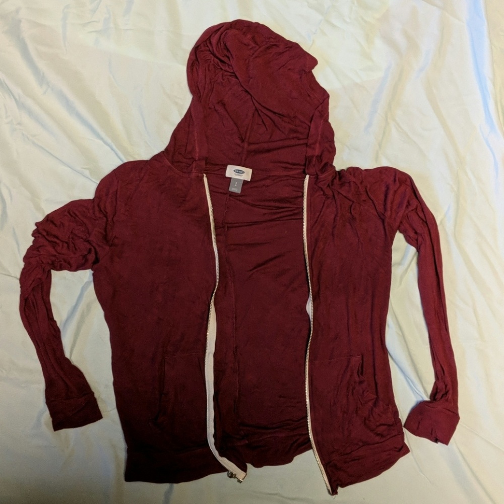 Slouchy dark red zip-up hoodie